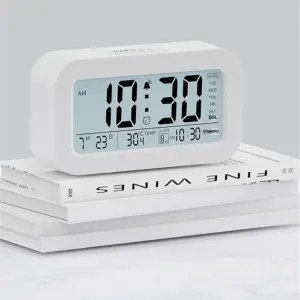 Battery powered LCD alarm clock